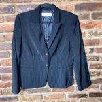 Tahari  Arthur S Levine Black Pin Stripe 2-Button Blazer Jacket Women's Size 14P Photo 0