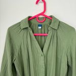 Old Navy Sage Green Long Sleeve Waist Defined Shirt Midi Dress Size Extra Small Photo 4