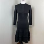 Nanette Lepore Black Shimmer Tiered Long Sleeve Mini Sweater Dress Small Photo 1
