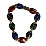 Mid Century Enamel Necklace & Bracelet Women’s Costume Jewelry Set Gold Photo 6