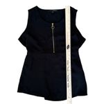 Harvé Benard Harve Benard Black Sleeveless Crepe Peplum Tank Top Gold Center Zipper Size M Photo 5