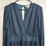 NWT See You Soon Dusty Blue Satin Long Sleeve Mini Dress Size Medium Photo 1