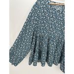 Maurice's Top Women XXL Blue Microfloral Boho Ruffle Babydoll Feminine Peasant Photo 2