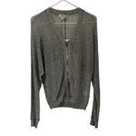 Elan  Silver Sheer Knitted Zip Up Cardigan(Size Small) Photo 3
