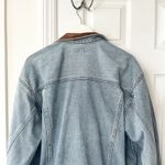 Guess  Vintage 90s Medium Light Wash Trucker Denim Jacket Leather Trim Collar M Photo 8