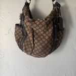 Nine West Vintage Y2k Monogram Hobo Bag Brown Canvas Leather Trim Shoulder Bag Photo 1