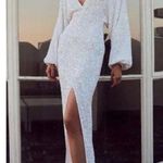 RETROFETE Camille Sequin Dress Size XL White NEW Wedding Bride Formal Maxi Slit Photo 1