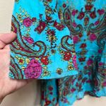 Boho Turquoise Paisley Tunic Top Medium 100% Cotton Festival V Photo 3