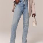 Abercrombie & Fitch  Light Wash Curve Love The Slim Straight High Rise Jeans Photo 0