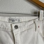 Abercrombie & Fitch The Mom High Rise White Jeans Distressed Size 34 Photo 2