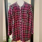 Free People  Plaid Purple and Black Long Sleeve Shirt Photo 2
