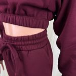 Zenana 2 Pcs Crop Sweatshirt Tracksuit Jogger Pants Set Outfit Active Loungewear Burgundy Size XS Photo 6