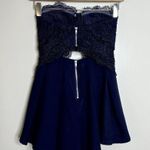 Hello Molly Navy Lace Strapless Bustier Romper Photo 4