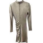 Alice + Olivia Alice + Olivia Hilary Ruched Gold Metallic Finish Mock Neck Dress Size 4 Photo 8