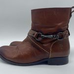 Frye Women's size 7.5 Brown Leather Molly Hook Ankle Boots Booties Chain Buckle Photo 2