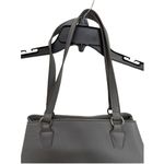 Anne Klein Grey Shoulder 3 pocket Purse Handbag Minimalist Pebbled Leather Photo 2