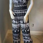 Black and White Elephant Print Jumpsuit Size 12 Photo 0