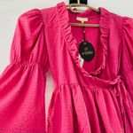 NEW byTiMo Bubble Wrap Crinkled Puffed Shoulder Blouse Pink Med Peasant Coquette Photo 5