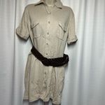 Ralph Lauren Lauren Size M Natural Oatmeal Linen Cotton Shirt Dress Button Knee Photo 9