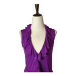 Boden Dress Women 8 Purple Ruffle Neck Jersey Sleeveless Wrap Mini Preppy Boho Photo 4
