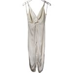 DO+BE Satin Front Knot Twist Spaghetti Strap Jumpsuit in Ivory Photo 5