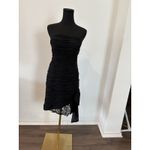 Vintage Victor Costa Strapless Black Dress Party Ruched Bow Lace Prom 1980s Size M Photo 3