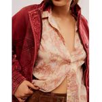 Free People  Western Bohemian Dainty Rose Bud Button Down Oversized Blouse Medium Photo 5
