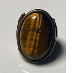 Adjustable Stretchy Large Tigers Eye Men or Women’s Statement Vintage Ring Brown Photo 0