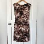 Velvet by Graham & Spencer Soft Leopard Print Stretch Dress Draped Neck Size L Brown Size L Photo 2
