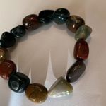 Women’s Chunky Costume Jewelry Beaded Polished Stone Stretchy Bracelet Photo 6