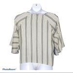Zac & Rachel Petite Bell Sleeve Blouse Size Large Vertical Stripe Black & White Photo 6