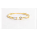 Boutique Dainty 14k Gold Filled Baguette‎ Solitaire Diamond Simulant Ring Photo 2