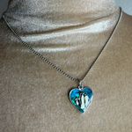 Abalone penguin heart silver tone necklace Photo 7