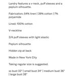 Hunter Bell Pink Blue Striped Linen Blend Landry Puff Blouse Top Size Medium Photo 6