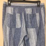 Old Navy  Women’s Linen Blend Striped Blue White Pull On Straight Leg Pants Photo 5