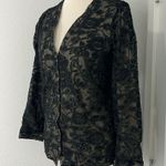 The Territory Ahead  Medium Black Lace V-Neck Button Down Cardigan Top Photo 6