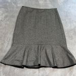 Vintage Wool Blend Gray Black Herringbone Midi Skirt Size 8 Photo 0