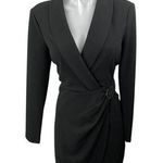 DKNY Women's Black Long Sleeve Collared V-Neck Sheath Wrap Blazer Dress Size 4 Photo 0