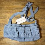 We Wore What NWT Blue Halter Tie Neckline Wide Ribbed Crop Top Bandeau Style Photo 6