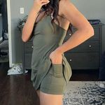 Olive Green Athletic Dress w/ Spandex Shorts Photo 7