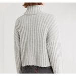Topshop NEW Women's L Chunky Knit Sweater Boxy Cropped Turtleneck Roll Neck Gray Photo 2
