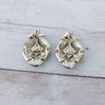 Vintage Clip On Earrings Green & Gold Tone Photo 6