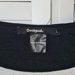 Desigual  Irlanda Black‎ White Silver Striped Crochet 3/4 Sleeve Dress Large Photo 3