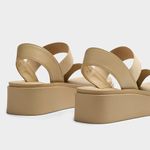 Steve Madden  Janice Woven Nubuck Platform Sandals Beige Platform Sandals Sz 10M Photo 1