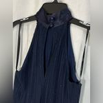 Papaya Payapa Navy Shimmery Sleeveless Lace Neck Tie Mini Dress Size‎ Medium Photo 4