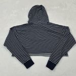 Wild Fable Navy Blue & White Striped Pullover Cropped 1/4 Zip Hoodie Womens M Photo 7