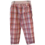 L.L. Bean Checkered Drawstring Straight Leg Ankle Pants Cotton Pink Women's XL White Photo 1