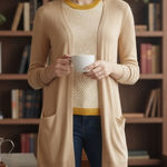 Maison Jules  Essential Camel Heather Cardigan in Size XS NWT Photo 0