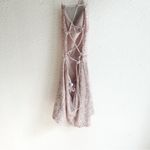 Lucy in the Sky  Iridescent Pink Sequin Mini Dress Lace-Up Back Fairycore Small Photo 3