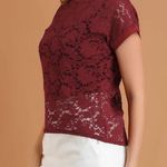 Allegra K  Dark Red Lace Short Sleeve Top Size Small Photo 1